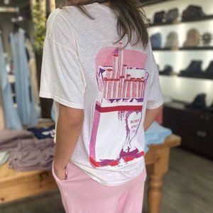 NEW BOYS LIE NO SMOKE WITHOUT FIRE IVORY BOYFRIEND TEE - ONE SIZE